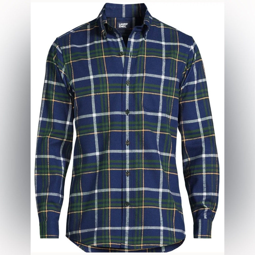 Deep Sea Navy/Green Plaid Flannel Shirt
